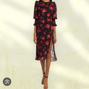 Chelsea28 Black and Red Floral Midi Dress from Nordstrom